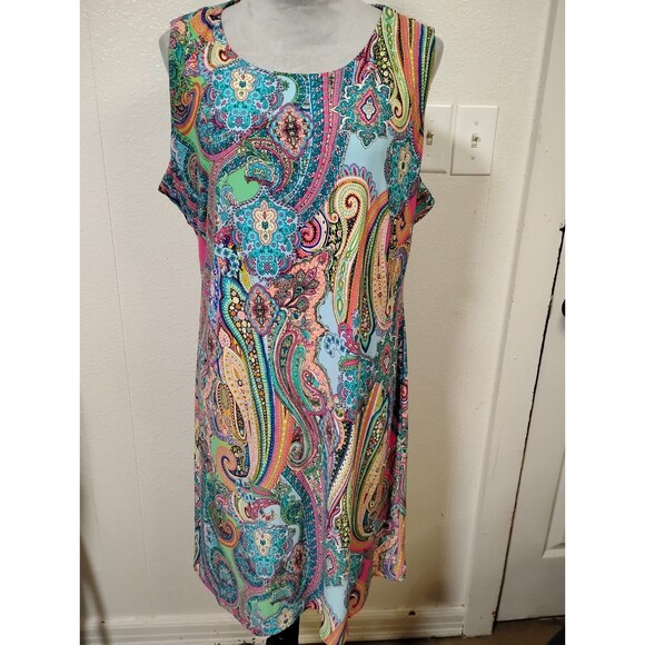Tommy Hilfiger Dresses & Skirts - Tommy Hilfiger Vibrant Multicolor Paisley Print Sleeveless Shift Dress Size 16